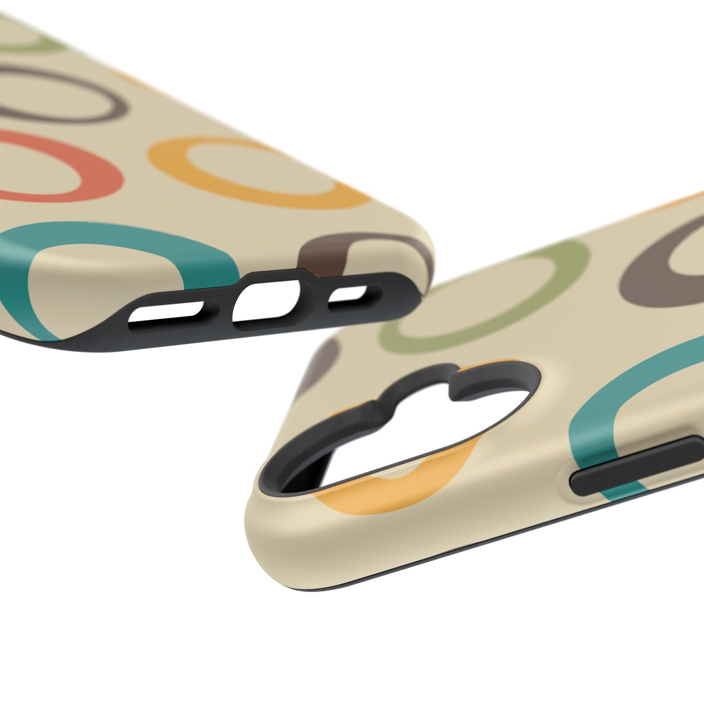 Retro Colorful Rings MagSafe iPhone Case – Shockproof, Matte Finish, Dual-Layer Protection