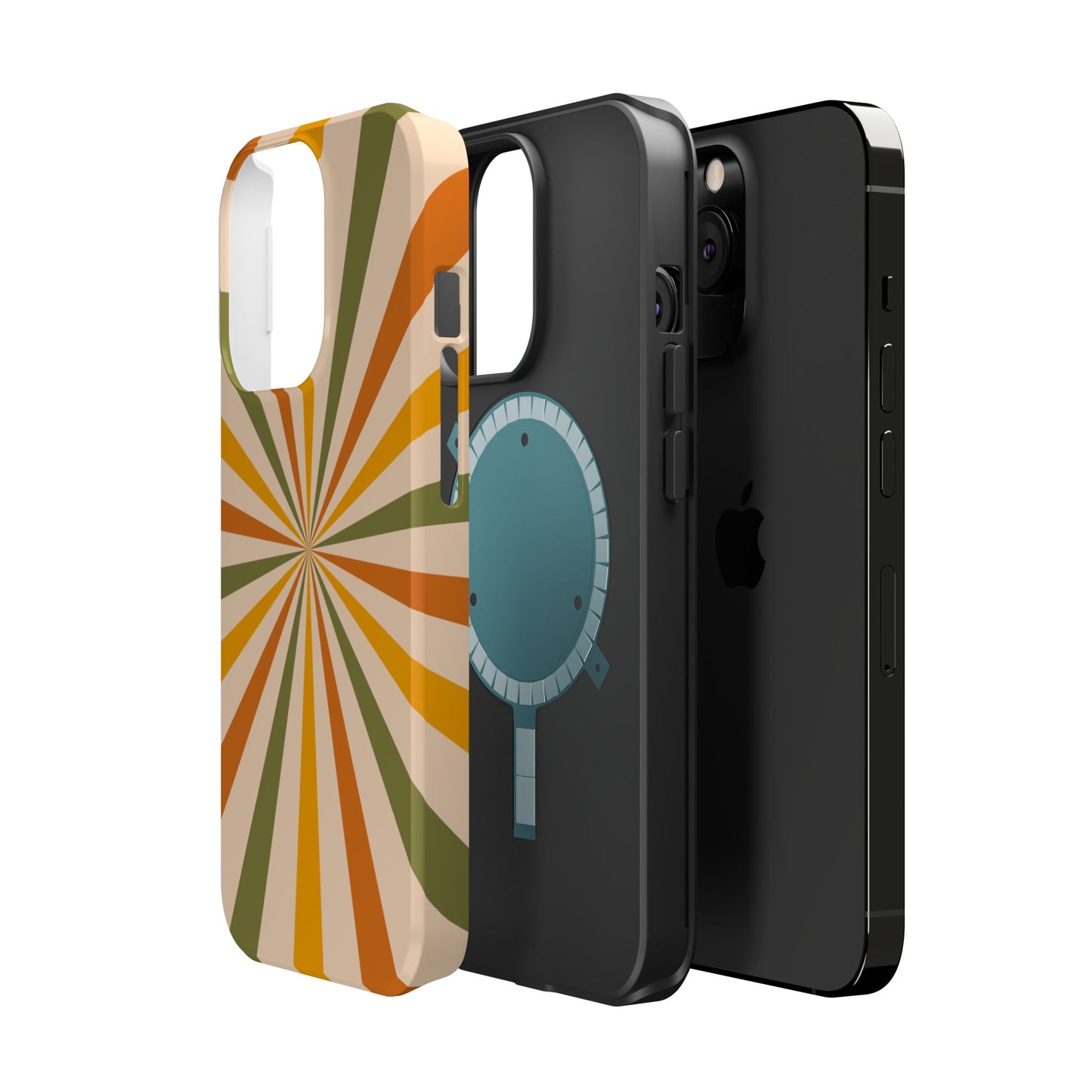 Retro Sunburst MagSafe iPhone Case – Bold Geometric Design, Durable Shockproof Protection