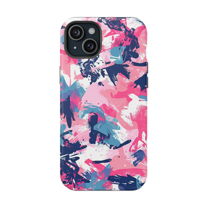 Vibrant Pink & Navy Abstract Splash – MagSafe iPhone Case