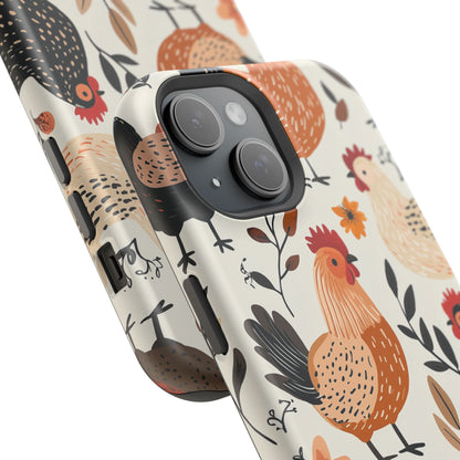 MagSafe iPhone Case: Cluckin' Vintage – Chickens & Leaves