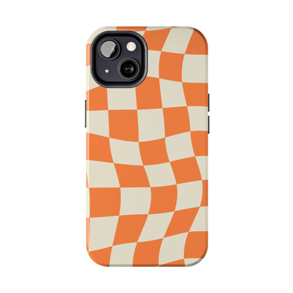 Wavy Retro Checkerboard iPhone Case – Shockproof, Matte Finish, Dual-Layer Protection