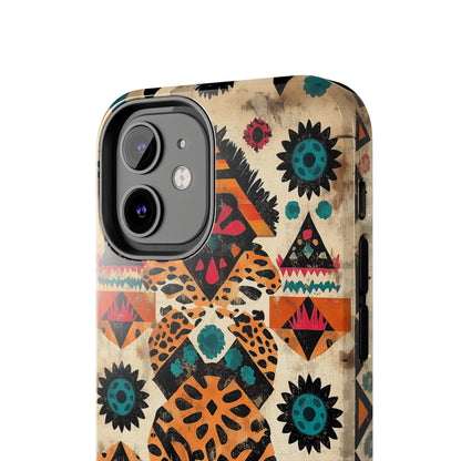 Bohemian Leopard & Tribal Floral Tough MagSafe iPhone Case – Vibrant Eclectic Design, Dual - Layer Protection - BOGO Cases