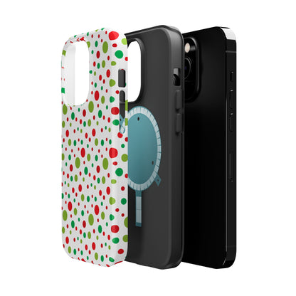 Red & Green Christmas Polka Dots – MagSafe iPhone Case