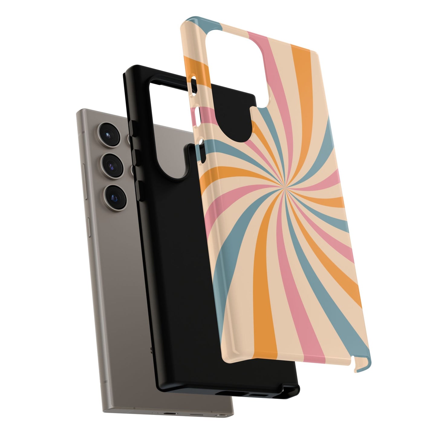 Retro Swirl Pattern Samsung Galaxy Case – Bold 70s Vibe in Pink, Orange, and Teal