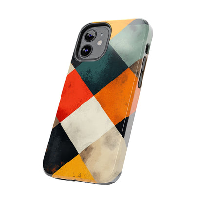 Geometric Retro iPhone  Case - Colorful Checkered Protective Cover