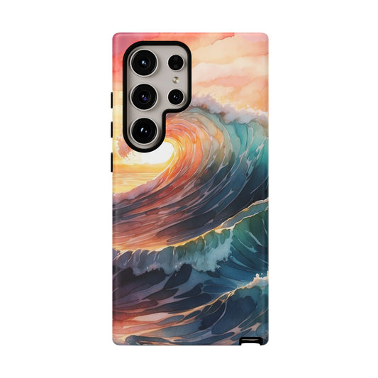 Ocean Sunrise Wave Samsung Galaxy Case – Vibrant Watercolor Wave Design