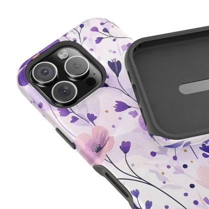 Purple Floral Bliss MagSafe iPhone Case – Delicate Blossom Design