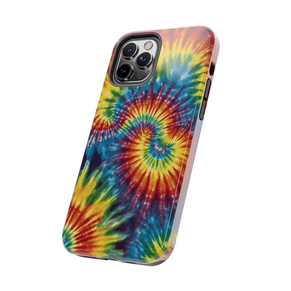 Retro Tie-Dye Swirl iPhone Case – Rainbow Spiral Design