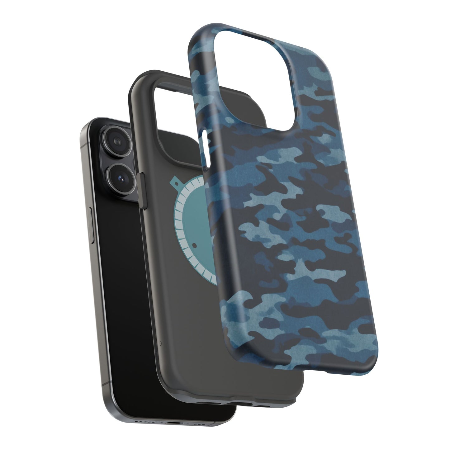 Dark Blue Camouflage – MagSafe iPhone Case with Modern Rugged Style