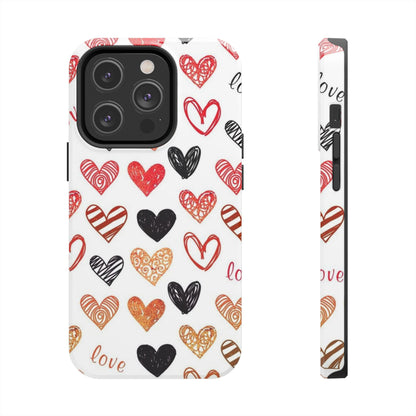 iPhone Case: Hand-Drawn Hearts & Love