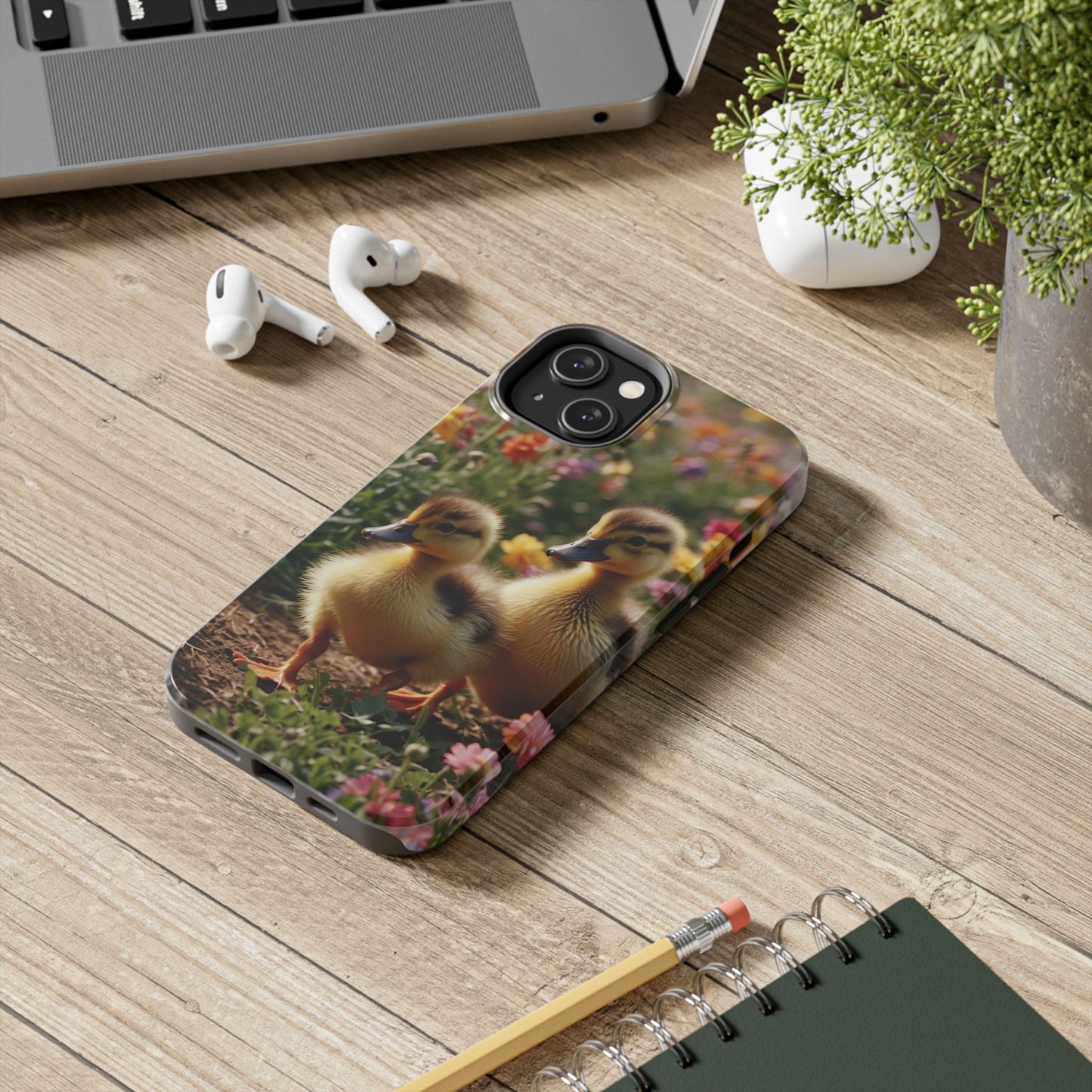 Charming Ducklings in Floral Garden - iPhone Case