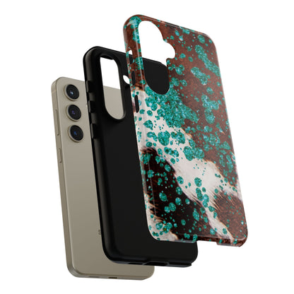 Teal Glitter Cowhide - Samsung Galaxy Series Case