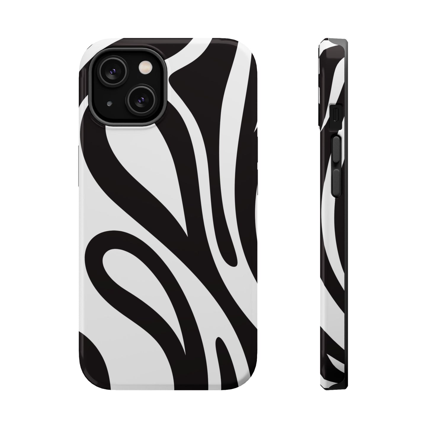 Modern Black and White Abstract Tough MagSafe iPhone Case – Bold Graphic Pattern with Dual-Layer Protection