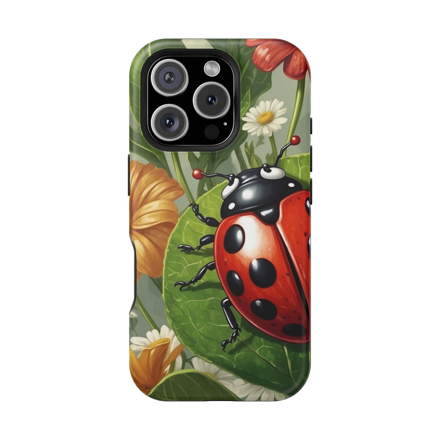 Ladybug Garden MagSafe iPhone Case – Whimsical Floral Design