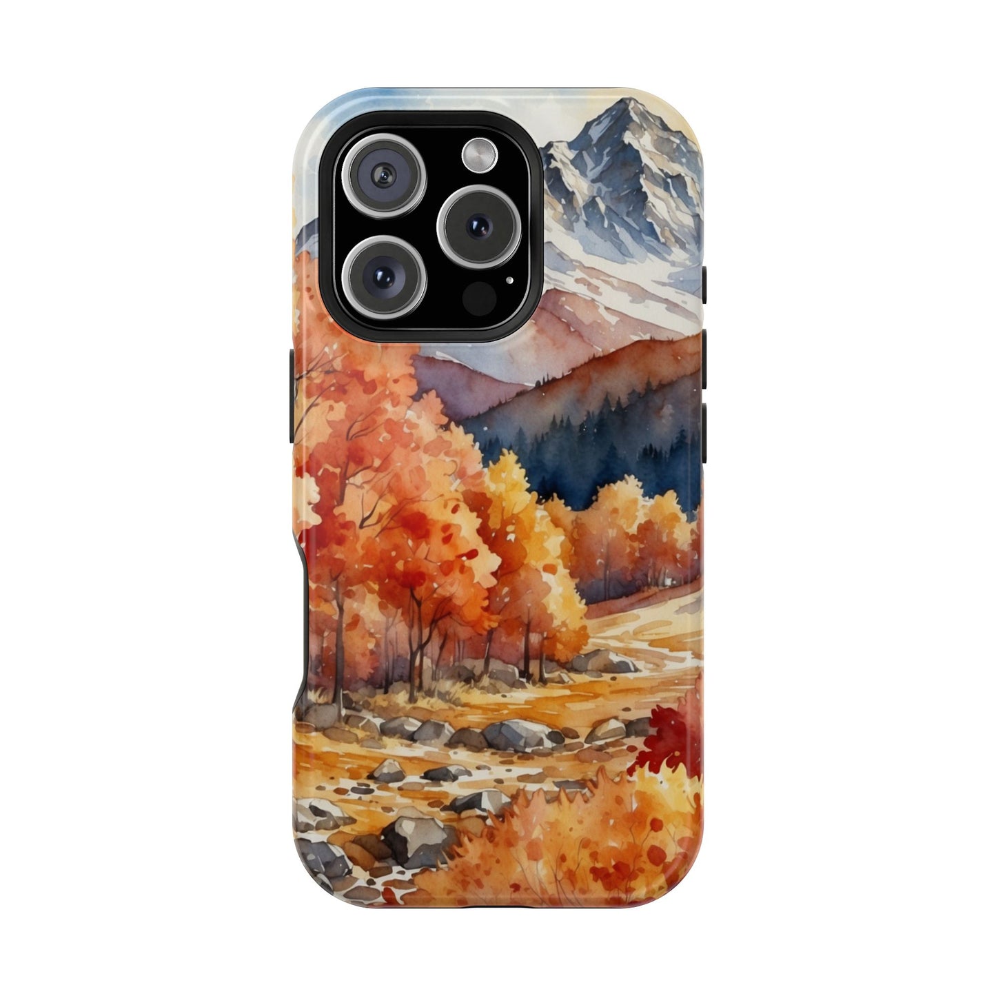 Watercolor Autumn Forest and Mountains - MagSafe iPhone Case