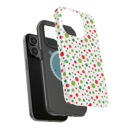 Red & Green Christmas Polka Dots – MagSafe iPhone Case