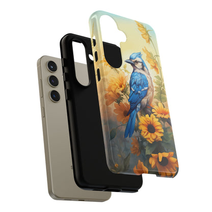 Blue Jay & Sunflowers Phone Case - Perfect Gift for Bird Lovers! - BOGO Cases