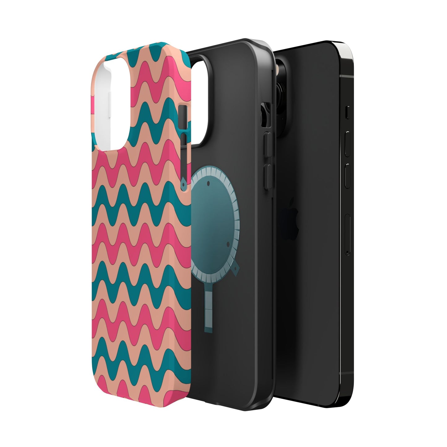 Retro Waves Pattern MagSafe iPhone Case – Shockproof Design with Dual-Layer Protection