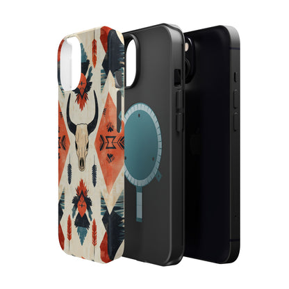 Southwestern Boho Skull Tough MagSafe iPhone Case – Durable Matte Finish, Dual-Layer Protection