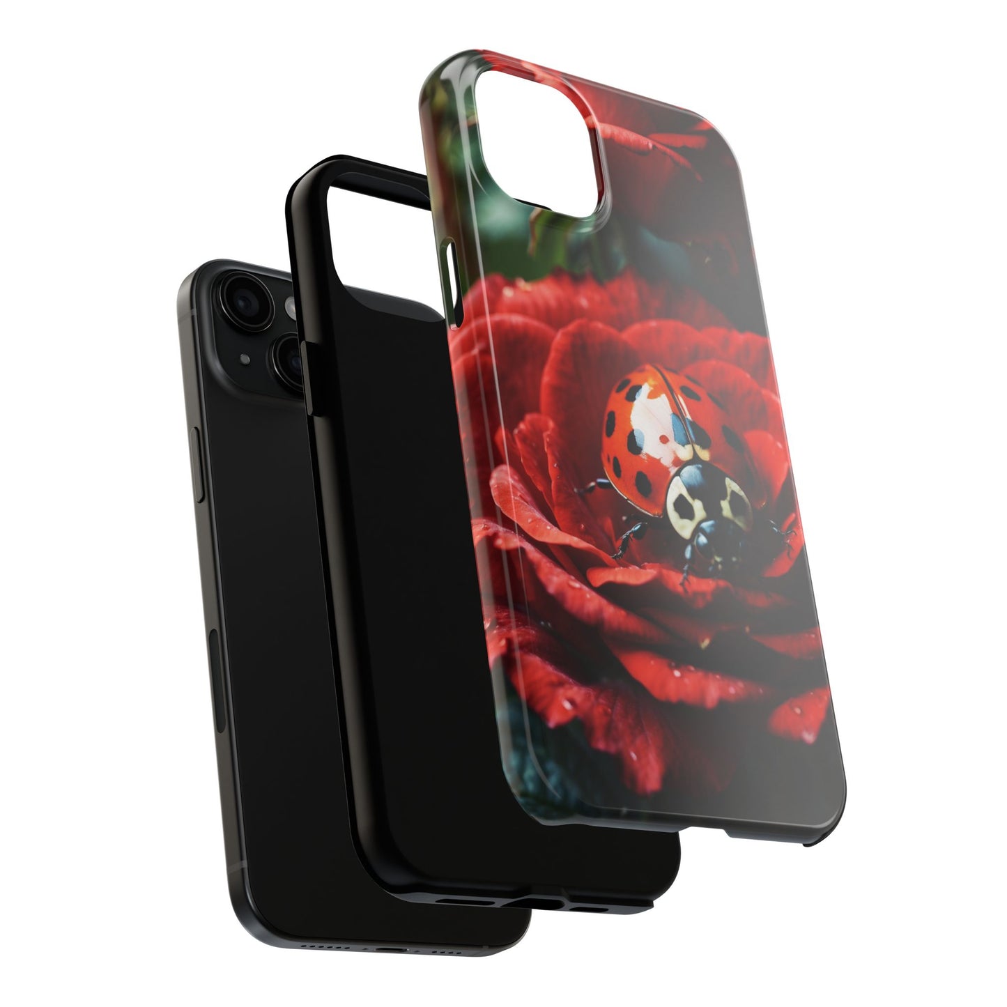 Elegant Rose & Ladybug Charm - iPhone Series Case