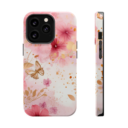 Blush Pink Floral Butterfly - MagSafe iPhone Case