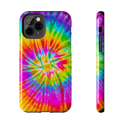 Rainbow Spiral Tie-Dye iPhone Case – Bright & Retro Design