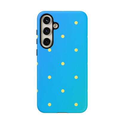 Blue Ocean Gradient Polka Dots Samsung Galaxy Case – Shockproof, Smooth Matte Finish, Dual-Layer Design