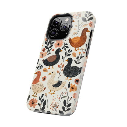 Farm Duck & Flowers iPhone Case – Vintage Floral Design