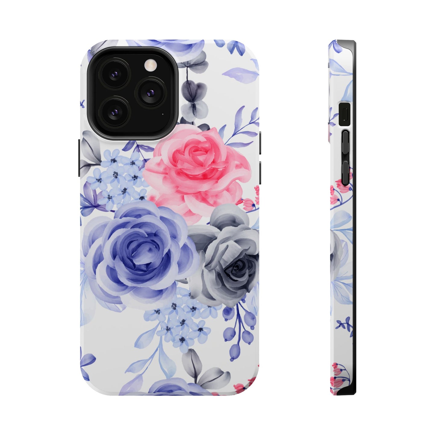 Elegant Blue Floral Watercolor Design – MagSafe iPhone Case