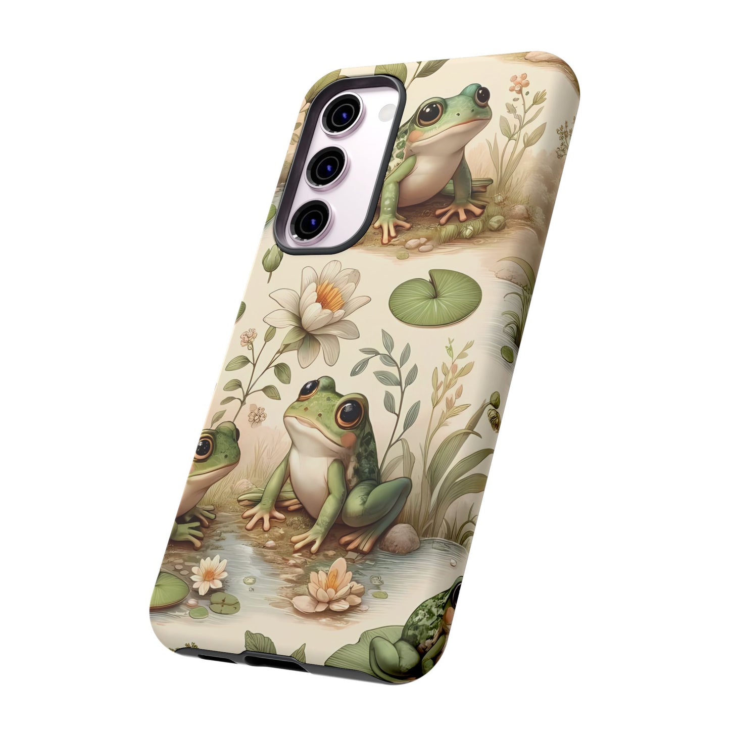 Cute Frogs Phone Case - Pond Pals Frolic - Charming Frog Lily Pad Phone Case for iPhone, Google & Samsung! Great Gift For Any Frog Lover!