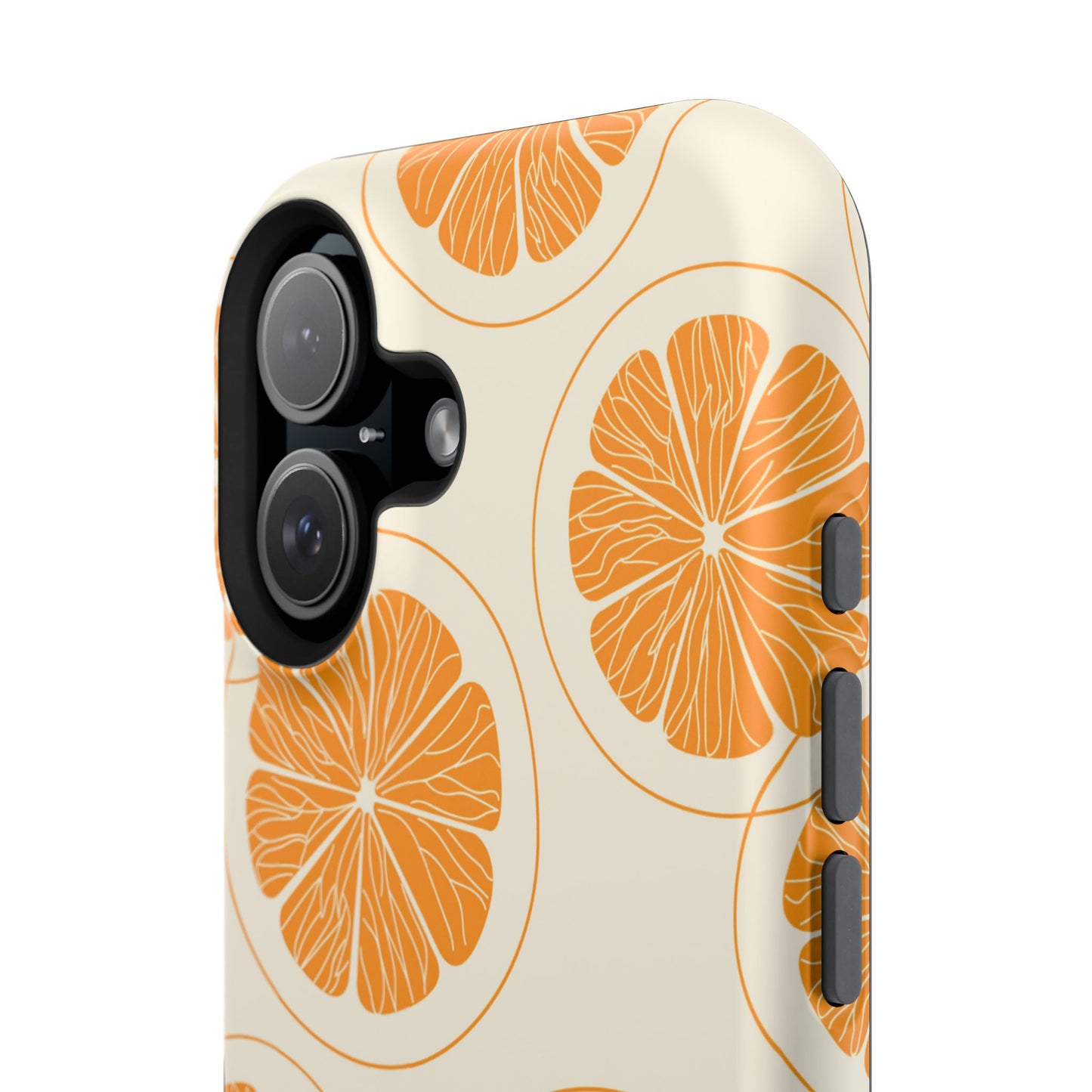 Citrus Burst Pattern Tough MagSafe iPhone Case – Bold Orange Design, Shockproof Protection