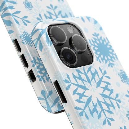 Frosty Blue Snowflakes iPhone Case – Shockproof, Smooth Matte Finish, Dual-Layer Design