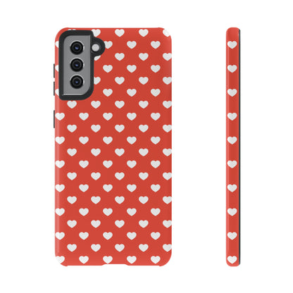 White Hearts on Red Samsung Case