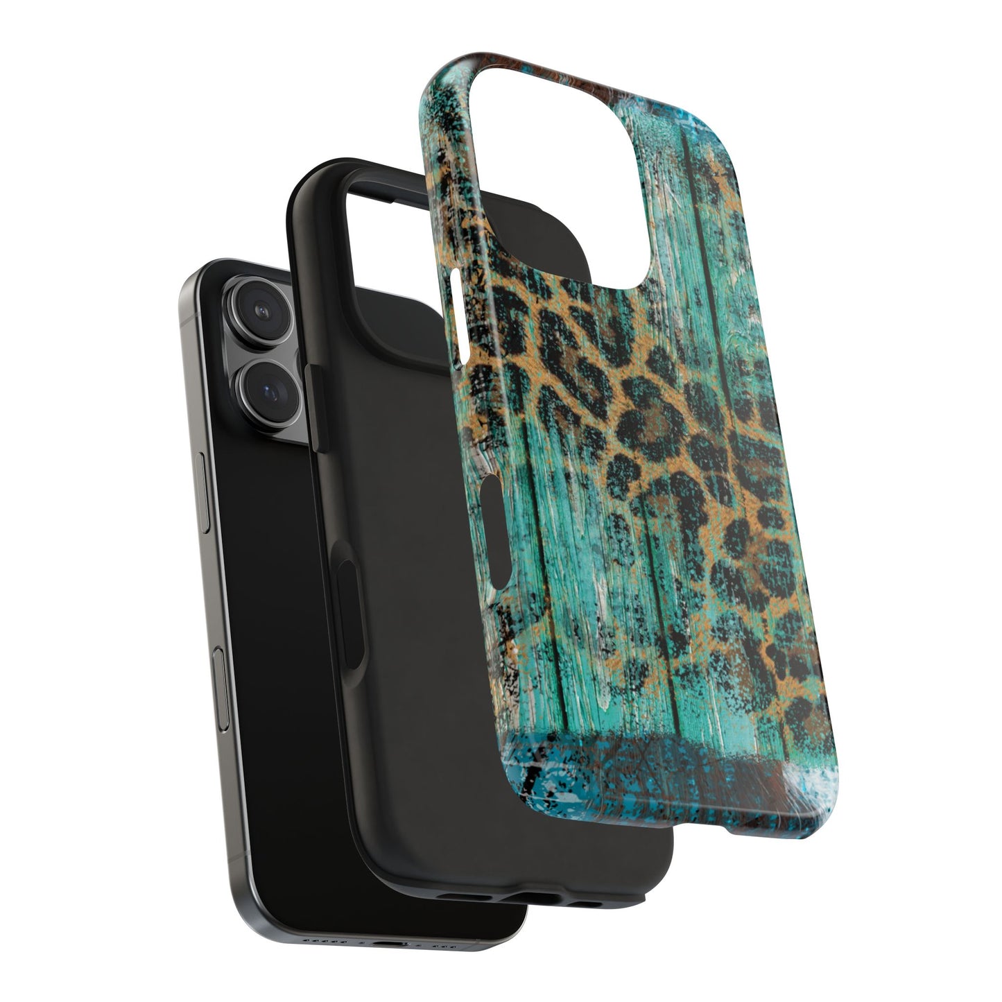 Turquoise Rustic Leopard Wood - iPhone Series Case