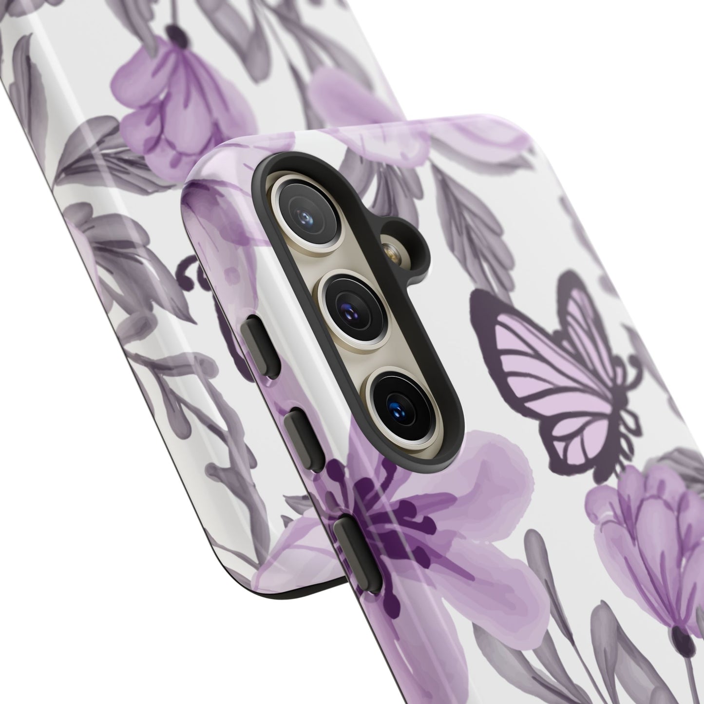 Lavender Bloom Butterfly Samsung Galaxy Case – Delicate Floral Design with Watercolor Details