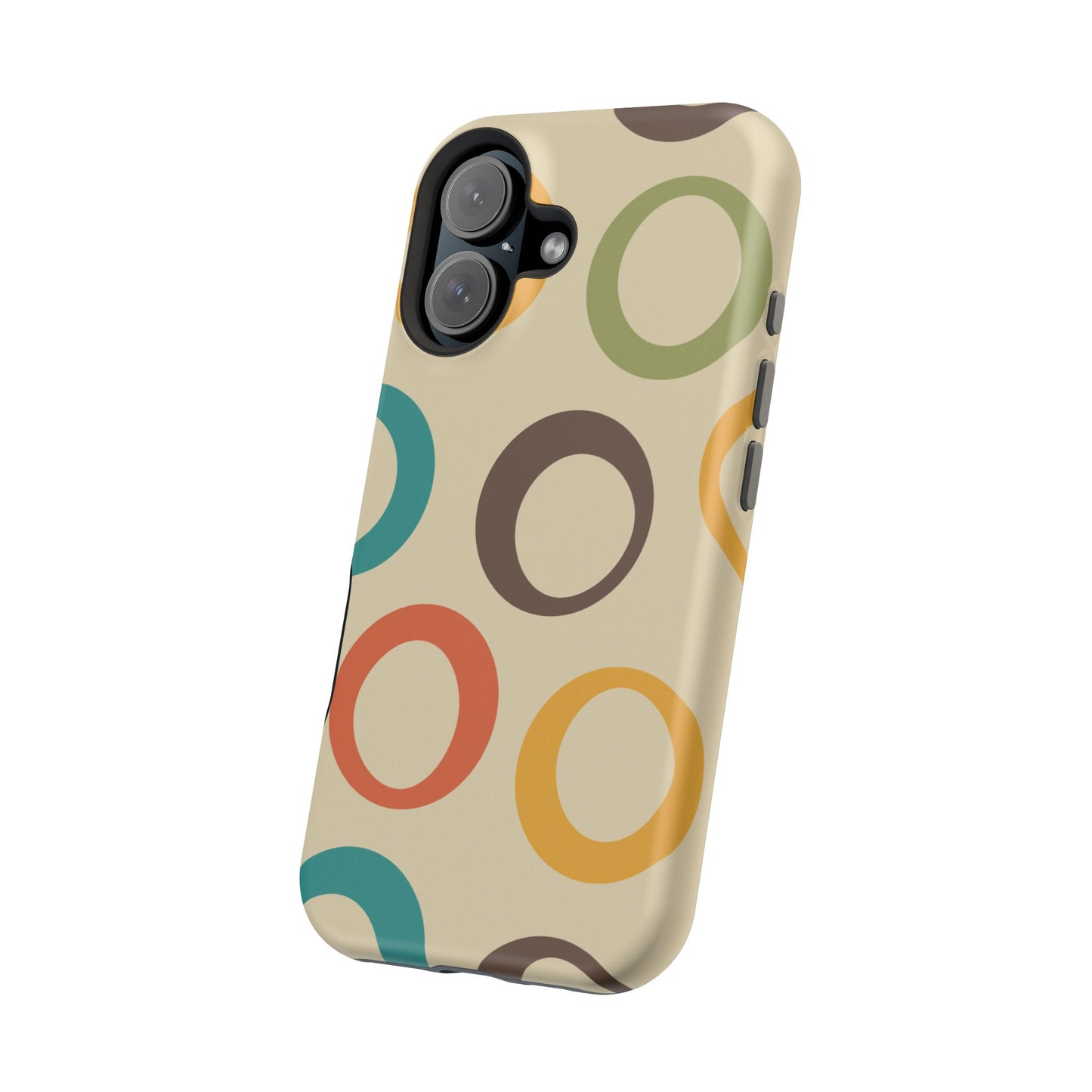 Retro Colorful Rings MagSafe iPhone Case – Shockproof, Matte Finish, Dual-Layer Protection