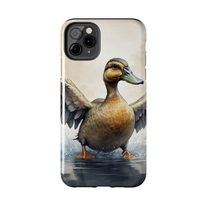 Graceful Duck in Watercolor Scene - iPhone Case