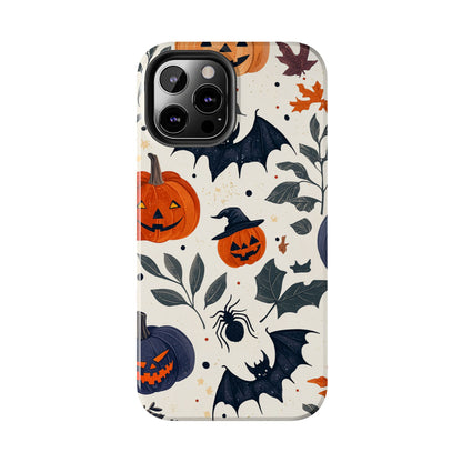 Spooky Halloween iPhone Case – Pumpkins, Bats, and Spider Design