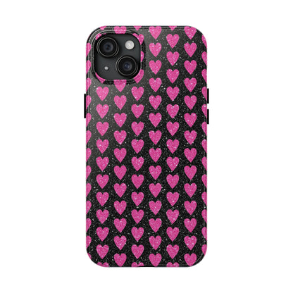 Glitter Pink Hearts iPhone Case