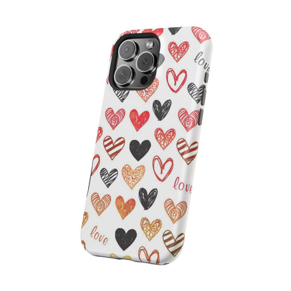 MagSafe Case: Hand-Drawn Hearts & Love