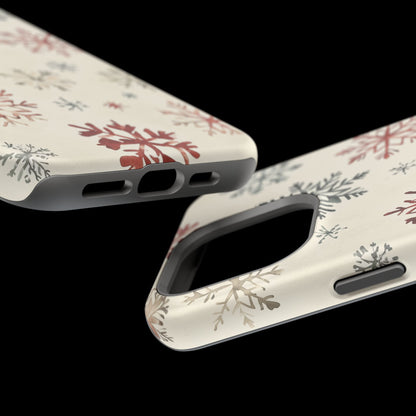 Vintage Red and Gray Snowflake Pattern – MagSafe iPhone Series Case