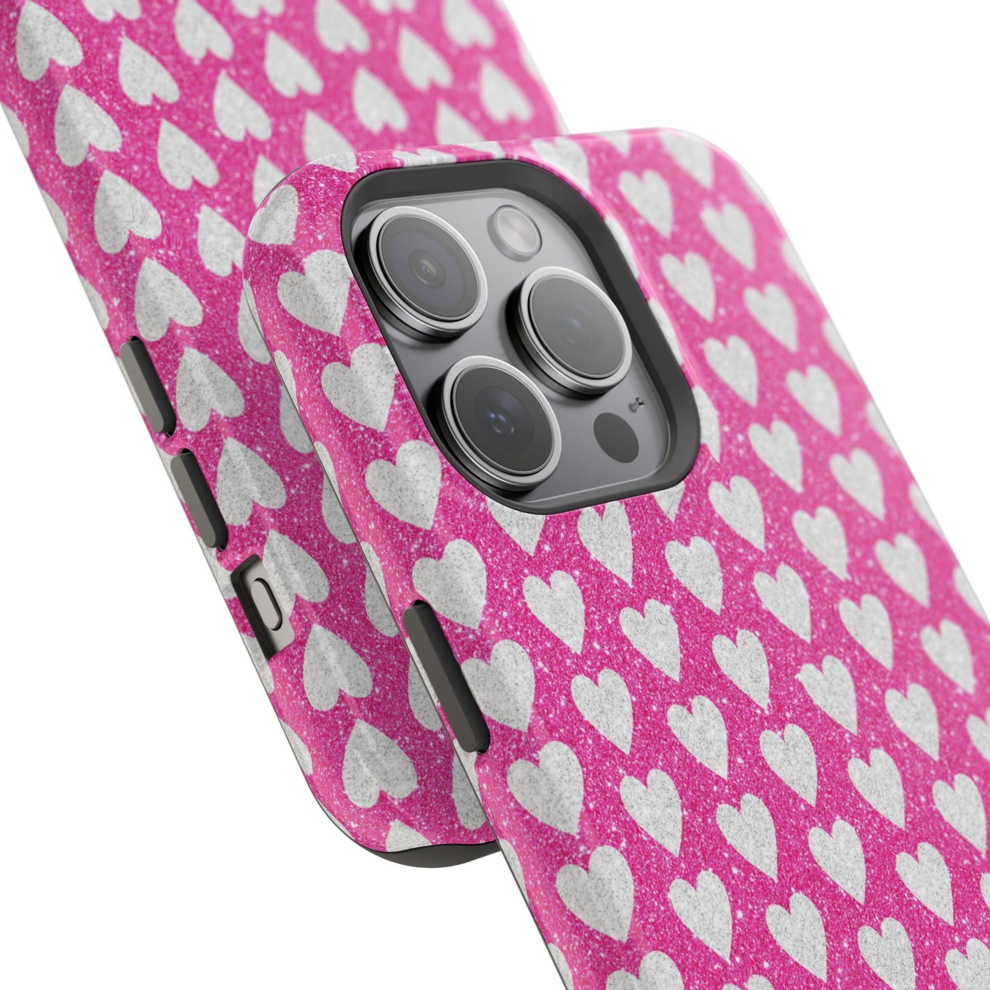 Pink Glitter Heart Pattern MagSafe Case