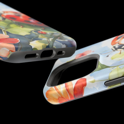 Watercolor Ladybug & Poppy Fields - MagSafe iPhone Case