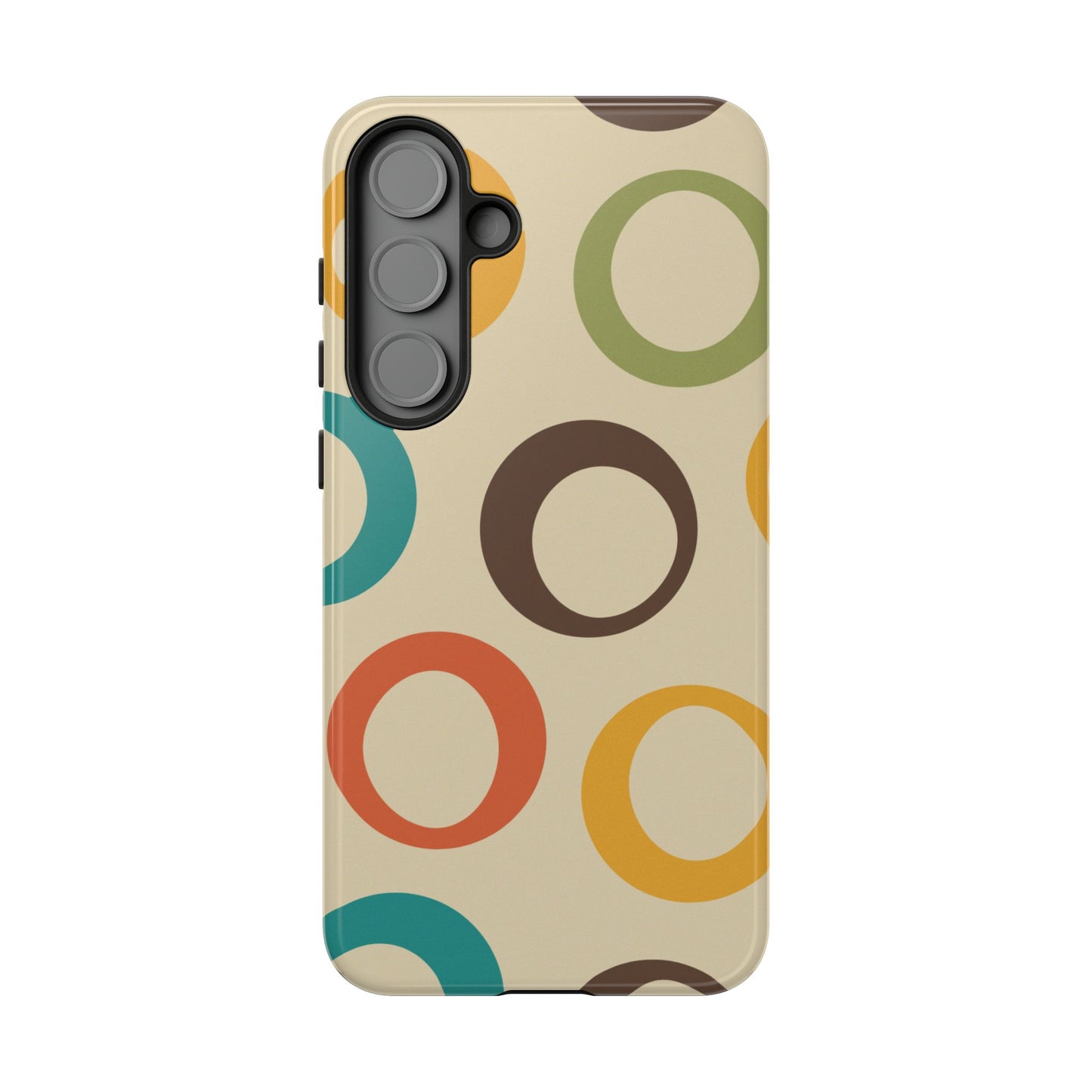 Retro Colorful Rings Samsung Galaxy Case – Shockproof, Matte Finish, Dual-Layer Protection