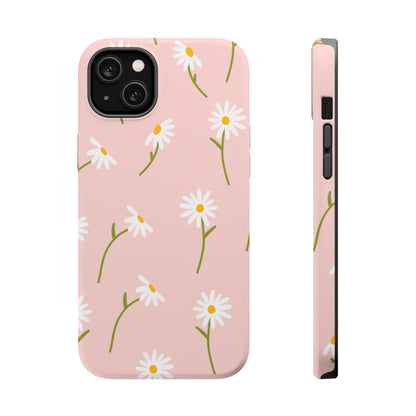 Daisy Delight Tough MagSafe iPhone Case – Cute Floral Design with Dual-Layer Protection