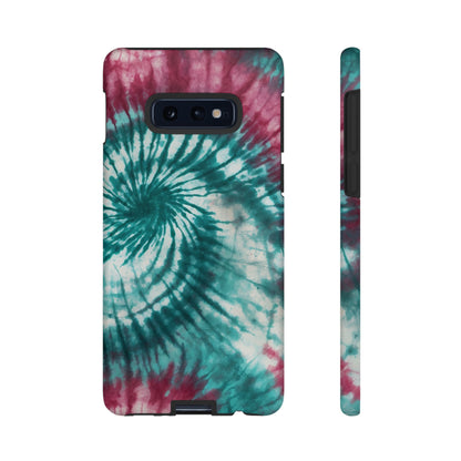 Teal and Pink Spiral Tie-Dye Samsung Galaxy Case – Boho Chic Design