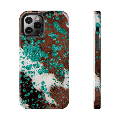 Teal Glitter Cowhide - iPhone Series Case