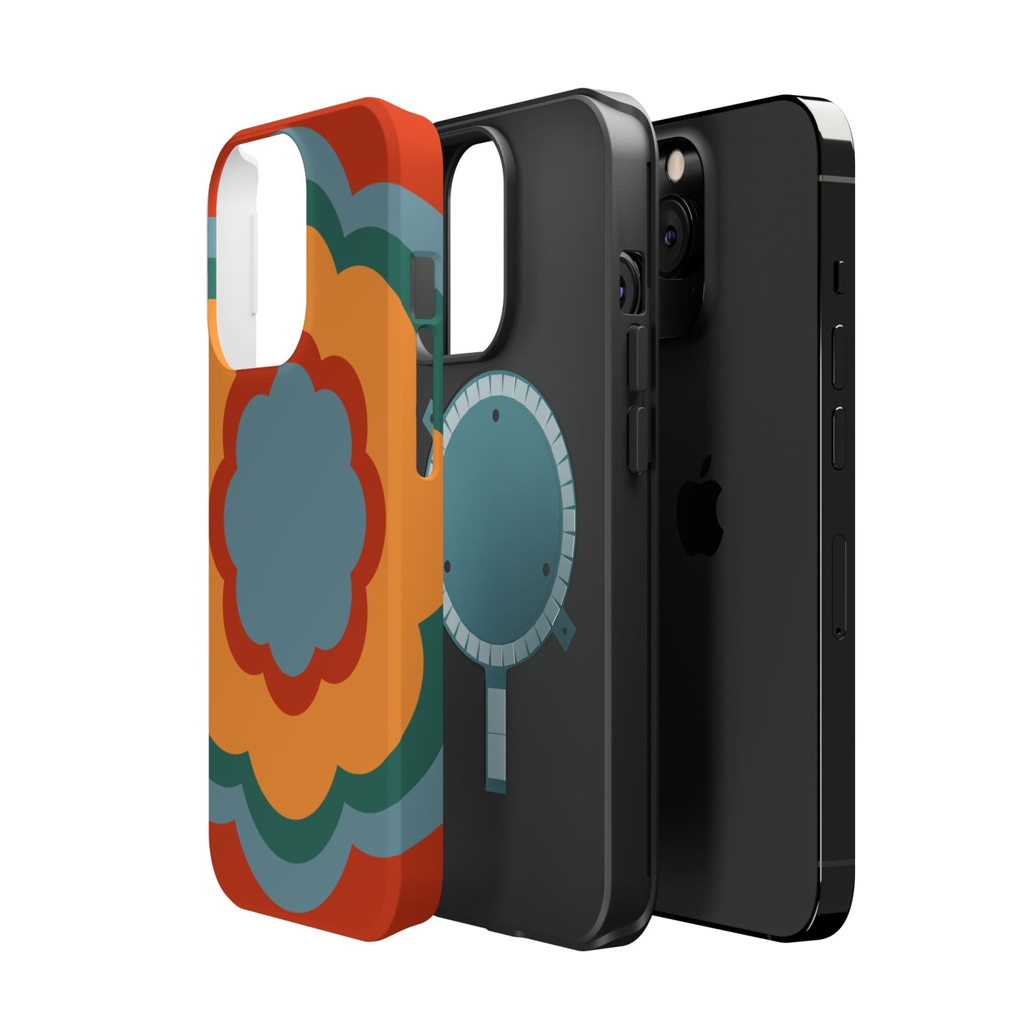 Retro Flower Power MagSafe iPhone Case – Bold 70s-Inspired Design with Dual-Layer Protection