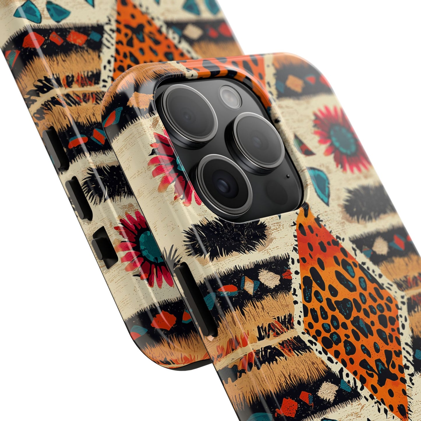 Wild Boho Leopard Print & Floral Tough iPhone Case – Eclectic Tribal Design, Dual - Layer Protection - BOGO Cases