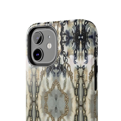 Abstract Marble - Metal Chain Pattern iPhone Case - Chic Protective Cover